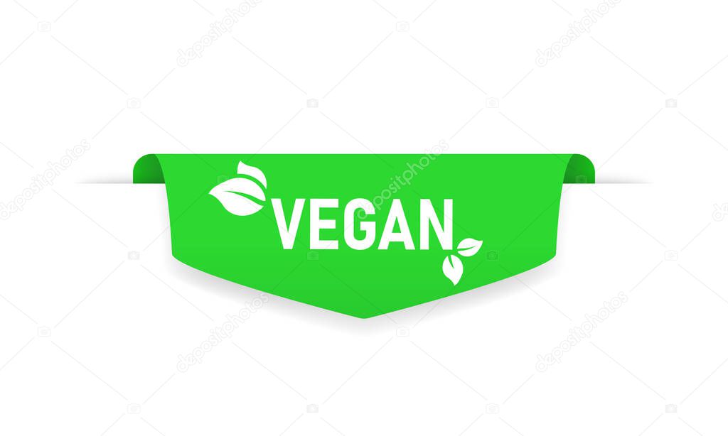 Vegan label. Vegeterian. Health food. Vector on isolated white background. EPS 10.