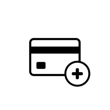 Artı işaretli kredi kartı. Konsept ekliyorum. İzole edilmiş beyaz arkaplanda vektör. EPS 10.