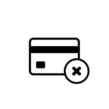 Çapraz işaretli kredi kartı simgesi. Gizli hesap. İzole edilmiş beyaz arkaplanda vektör. EPS 10.