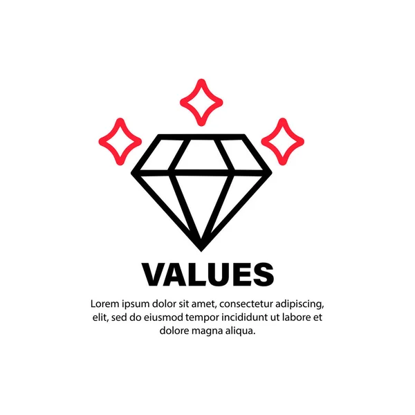 Segno Valori Icona Diamante Gioielli Obiettivo Aziendale Vettore Sfondo Bianco — Vettoriale Stock