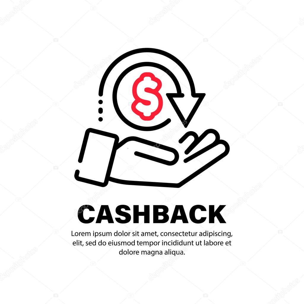 Cashback icon. Send or receive money sign. Hand hold coin. Finance economy concept. Vector on isolated white background. EPS 10.