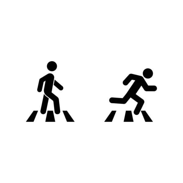 Pasarela Hombre Caminar Correr Través Carretera Peatonal Está Cebra Icono — Vector de stock