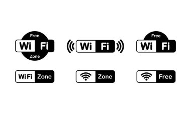 Wifi bölgesi simgesi ayarlandı. Kablosuz bağlantı. İzole edilmiş beyaz arkaplanda vektör. EPS 10.