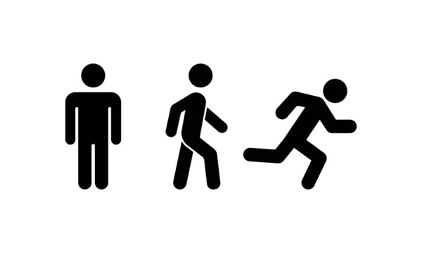 Uomo Alza Cammina Corre Icona Segno Movimento Umano Vettore Sfondo — Vettoriale Stock