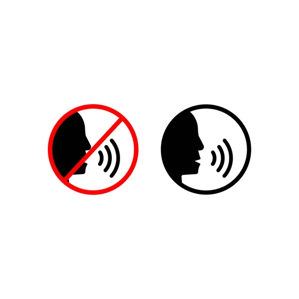 Speaking Talking Sign Talk Icon Quiet Zone Concept Vector Isolated — Stock Vector