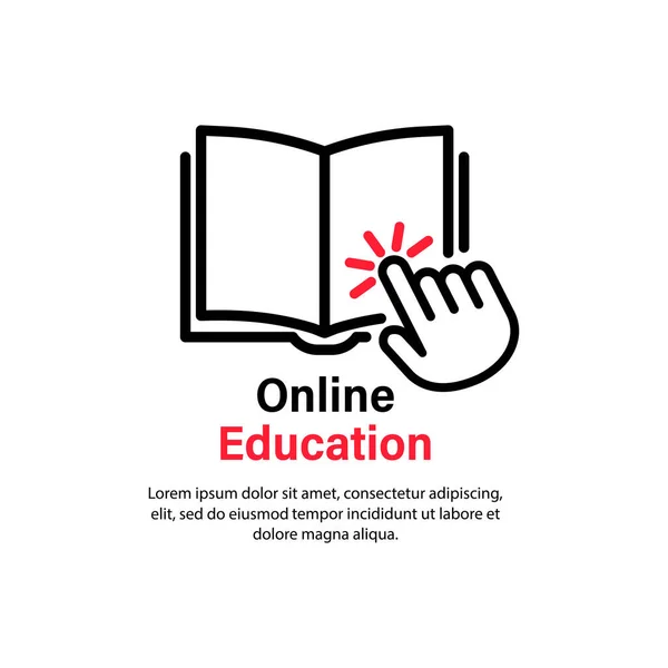 Online Eğitim Ikonu Mesafe Çalışması Video Rehber Öğretmenliği Kurs Seminer — Stok Vektör