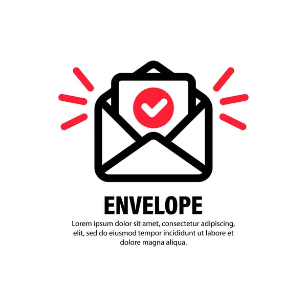 Envelop Met Bevestigd Document Pictogram Succesvolle Maillevering Mailbevestiging Succesvolle Verificatieconcepten — Stockvector