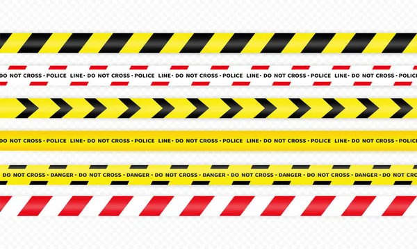Police Yellow Stripes Icon Set Police Ribbon Variation Danger Tape — Stock Vector