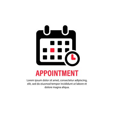 Randevu simgesi. Spesifik tarihli takvim. İşçilik konsepti. Hatırlatma, planlama, düzenleme. İzole edilmiş beyaz arkaplanda vektör. EPS 10.