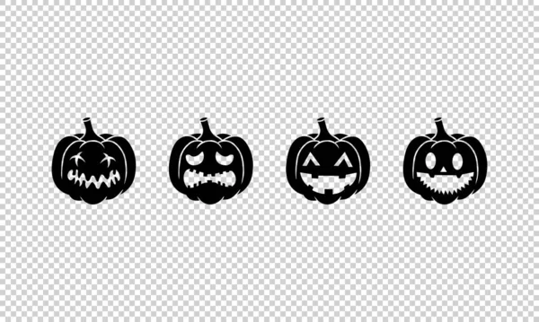 Pompoen Icoon Set Decoratie Voor Halloween Vector Geïsoleerde Transparante Achtergrond — Stockvector