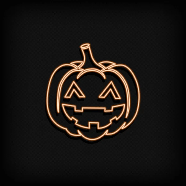 Ikona Dýňového Neonu Šťastný Halloween Děsivá Koncepce Vektor Izolovaném Černém — Stockový vektor