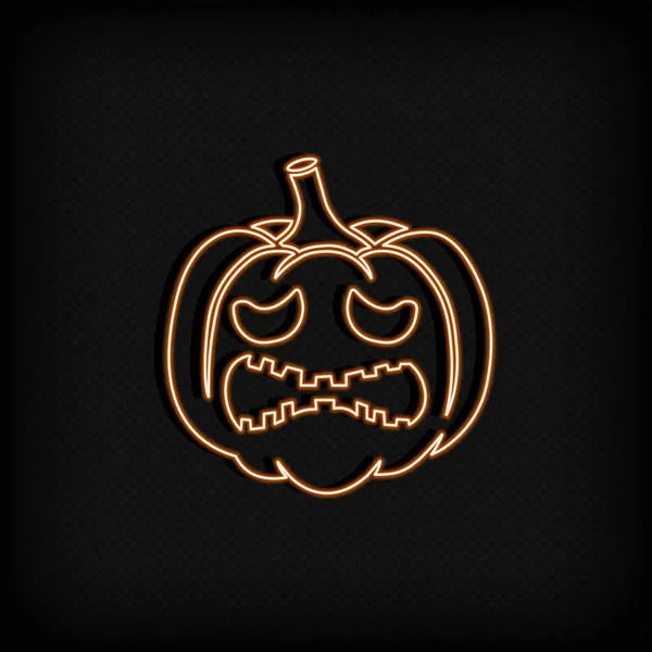 Icono Neón Calabaza Concepto Celebración Halloweem Acción Gracias Decoraciones Vector — Archivo Imágenes Vectoriales