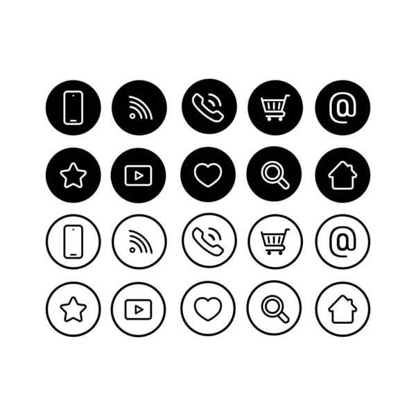 Webline Icon Gesetzt Kontaktsymbol Kommunikationszeichen Symbol Des Sozialen Netzwerks Telefon — Stockvektor