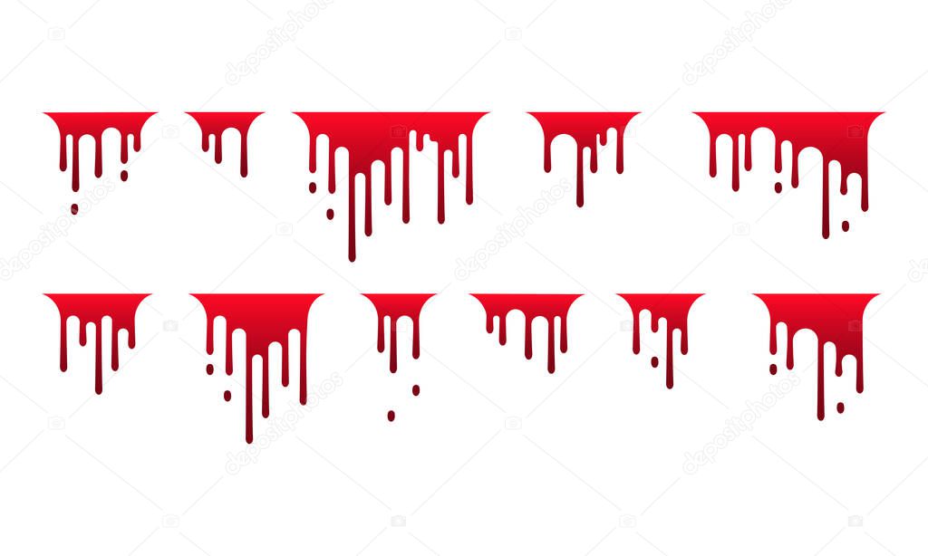 Dripping blood icon. Paint flows. Current paint, stains. Halloween concept. Vector on isolated white background. EPS 10.