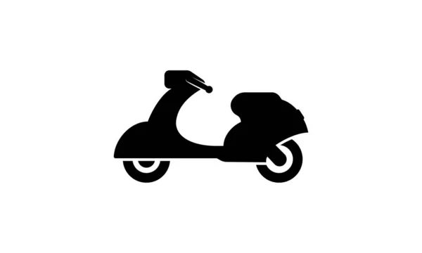 Pictograma Scuter Negru Motocicletă Bicicleta Livrare Vector Fundal Alb Izolat — Vector de stoc
