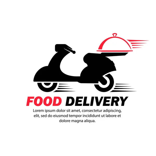 Значок Доставки Еды Быстрый Экспресс Сервис Логотип Ресторана Скутер Мотоцикл — стоковый вектор