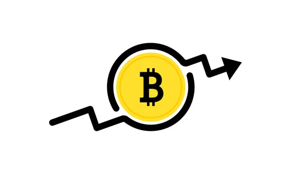 Bitcoin Ikon Nyíl Kriptovaluta Banki Vektor Elszigetelt Fehér Háttérrel Eps — Stock Vector