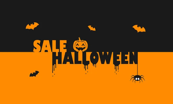 Verkoop Halloween Spandoek Decoratie Zakelijk Concept Pompoen Knuppel Spinnendecor Vector — Stockvector