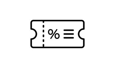 İndirim kuponu çizgisi simgesi siyah. Alışveriş kuponu. İzole edilmiş beyaz arkaplanda vektör. EPS 10