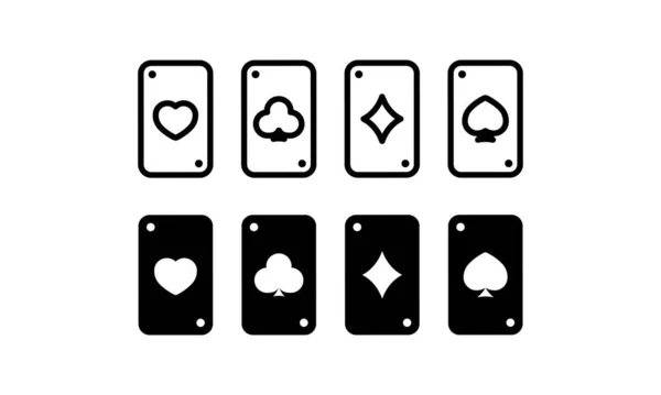 Casinò Giocare Carte Quattro Assi Icona Nero Poker Vettore Sfondo — Vettoriale Stock
