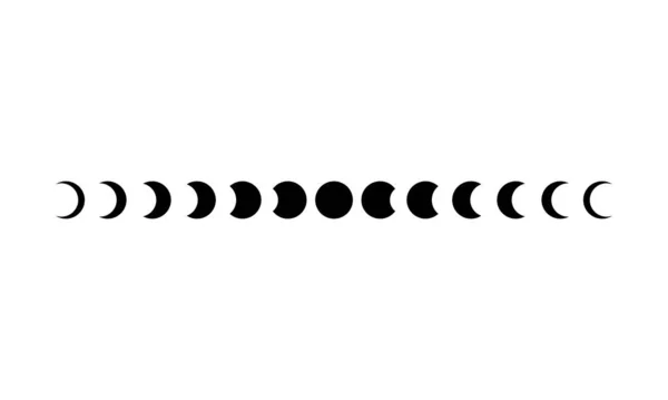 Icône Phases Lune Noir Astronomie Espace Eclipse Vecteur Sur Fond — Image vectorielle