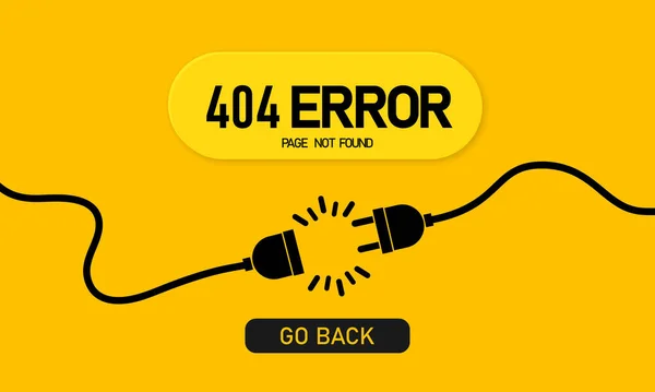 Found Page Banner Error 404 Template Electrical Plug Socket Vector — Stock Vector