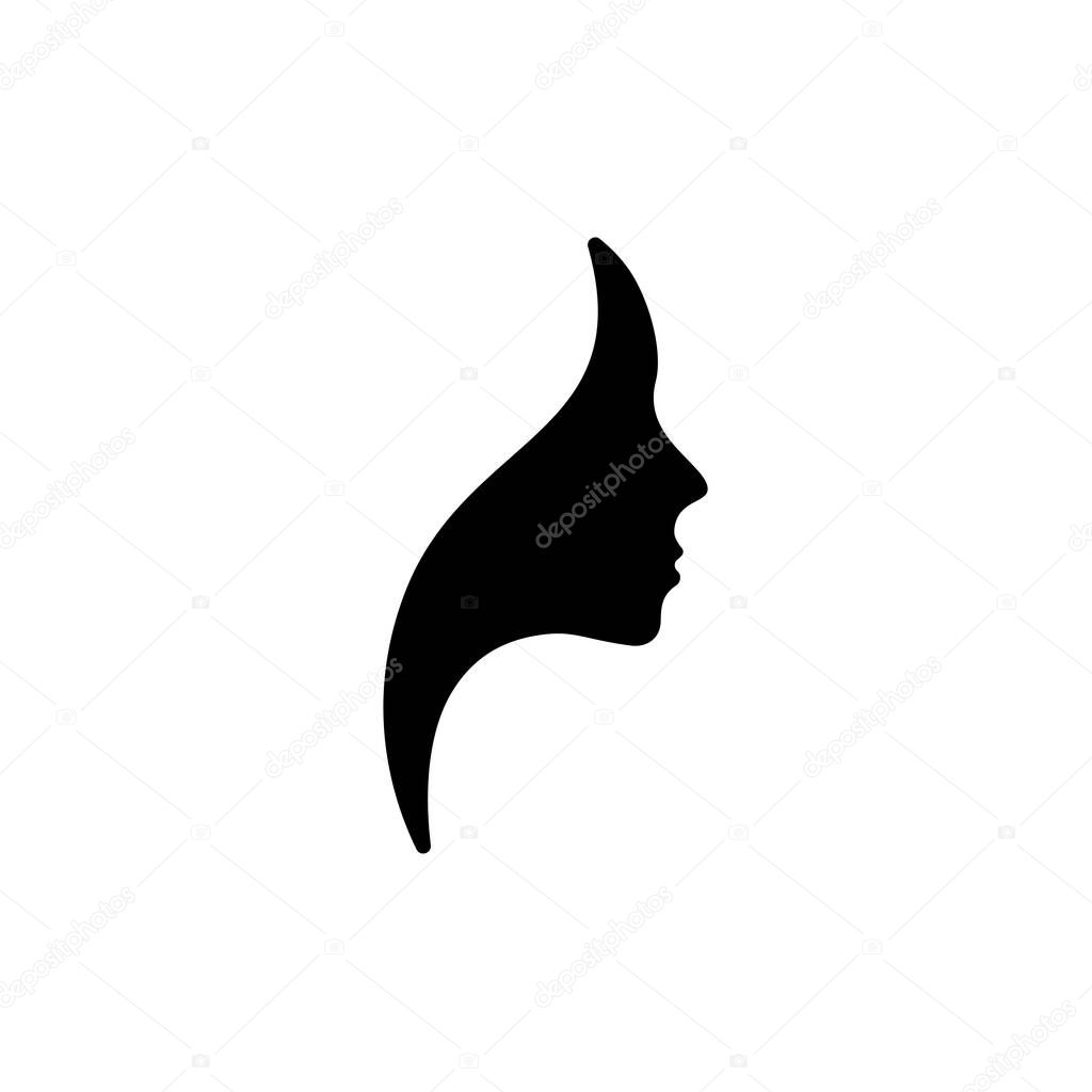 Silhouette of young women icon in black. Vector on isolated white background. EPS 10.