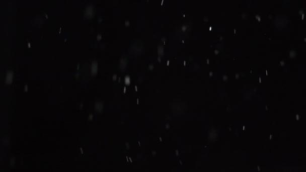Υγρό Χιόνι Φωτίζονται Νύχτα Φόντο Αργή Κίνηση — Αρχείο Βίντεο
