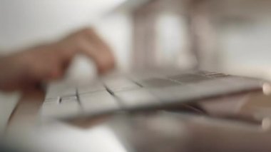 Close Up Of Boy`s Hand Using Computer Keyboard, Playing Online Game, Rack Focus