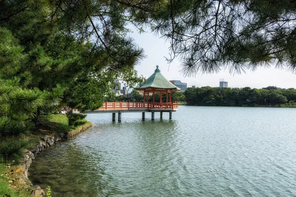 Ohori Park Vermilion Pavilion One Many Islands Middle Large Pond — Stock Photo, Image