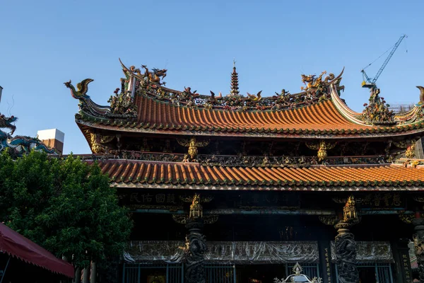 Lungshan Chrám Známý Taoistického Buddhistického Chrámu Tchaj Pej Tchaj Wan — Stock fotografie