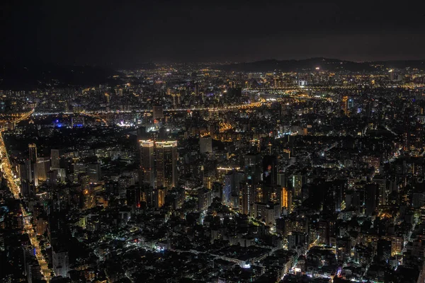 Vista Noturna Cidade Taipé Vista Observatório Taipei 101 Taipei Taiwan — Fotografia de Stock