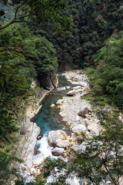 Shakadang Nehri iz sahne ile temiz yemyeşil creek nehir su. Taroko Milli Parkı, Tayvan'da alınan.