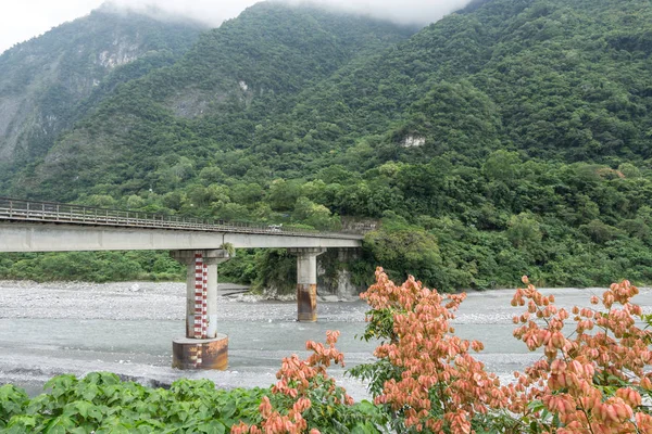 Uma Pequena Ponte Com Vista Parque Nacional Taroko Tomada Perto — Fotografia de Stock