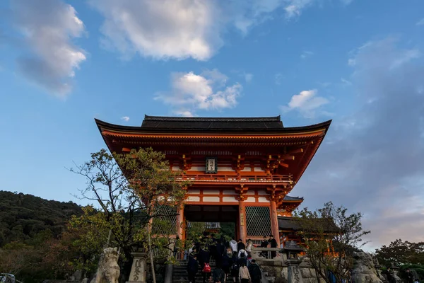 Kiyomizudera Західних Ворот Переглядали Під Час Заходу Сонця Годин Осіннього — стокове фото