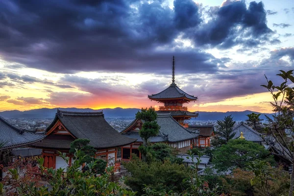 Kiyomizu Dera Pagoda Kjótu Přijata Během Podzimní Sezóny Slavný Chrám — Stock fotografie