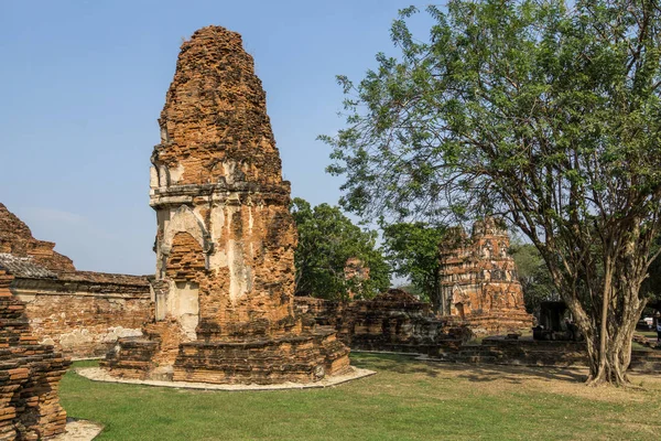 Wat Mahathat Prang Ruins Scenery Ayutthaya Thailand — Stock Photo, Image