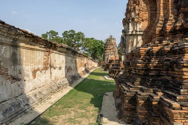 Wat Mahathat Prang Arruina Paisaje Ayutthaya Tailandia — Foto de Stock