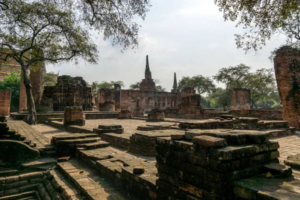 Wat Phra Sanphet Buddhist Temple Scenery Ayutthaya Thailand View Three — Stock Photo, Image