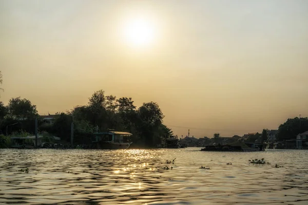 Τοπίο Στον Ποταμό Chao Phraya Κατά Ηλιοβασίλεμα Ώρες Λαμβάνονται Από — Φωτογραφία Αρχείου