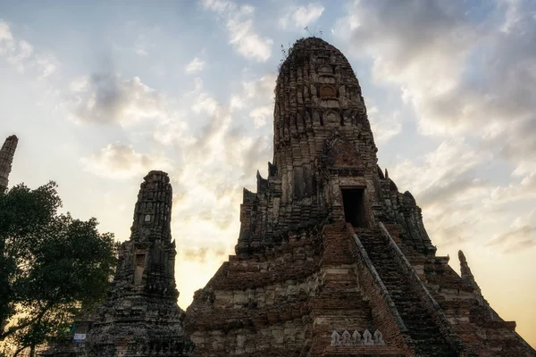 Wat Chaiwatthanaram Κύρια Κεντρικού Prang Λαμβάνονται Upclose Κατά Ηλιοβασίλεμα Ώρες — Φωτογραφία Αρχείου