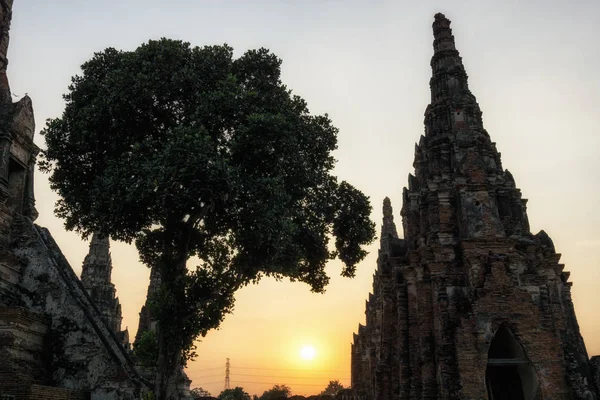 Wat Chaiwatthanaram Chedi Σαν Παρεκκλήσι Λαμβάνονται Upclose Κατά Ηλιοβασίλεμα Ώρες — Φωτογραφία Αρχείου