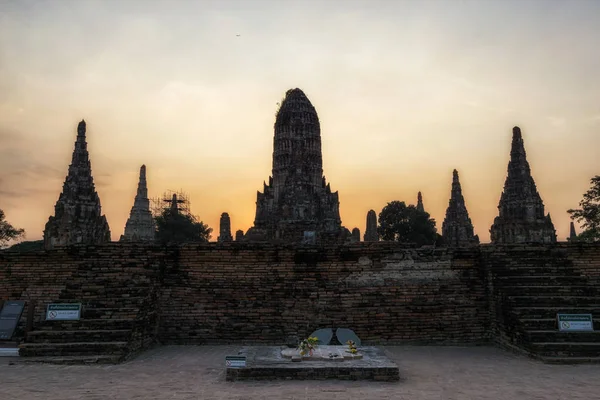 Wat Chaiwatthanaram Κύρια Κεντρικού Prang Λαμβάνονται Κατά Ηλιοβασίλεμα Ώρες Κοντά — Φωτογραφία Αρχείου