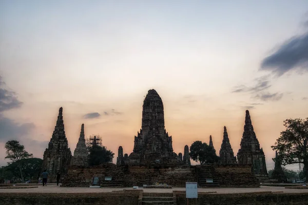 Wat Chaiwatthanaram Κύρια Κεντρικού Prang Λαμβάνονται Κατά Ηλιοβασίλεμα Ώρες Κοντά — Φωτογραφία Αρχείου