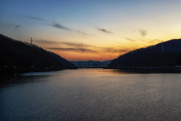 Nakdong Floden Tas Solnedgången Timmar Nakdong River Berömda Flod Gyeongsangbukdo — Stockfoto