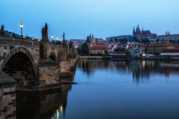 charles bridge and prague castle morning