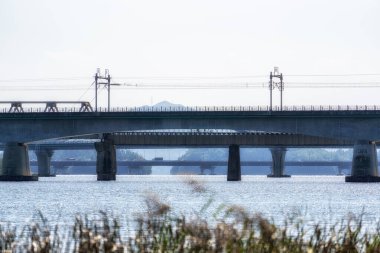 Bukhangang nehri üzerindeki tren yolu köprüsü