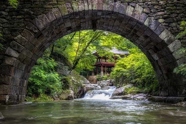 Seungseongyo Híd Híres Koreai Pavilon Patak Felett Seonamsa Templomban Készült — Stock Fotó