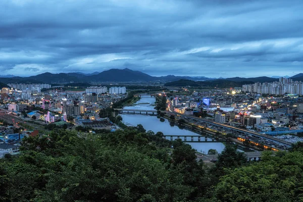 Suncheon City Night View Taken Jukdobong Park Suncheon South Korea — Stock Photo, Image