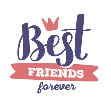 Sonsuza kadar en iyi arkadaşlar - kırmızı ve mavi renkli vektör izin